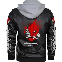 Cyberpunk Hooded Leather Jacket For Men Cyberpunk Hooded Leather Jacket For Men