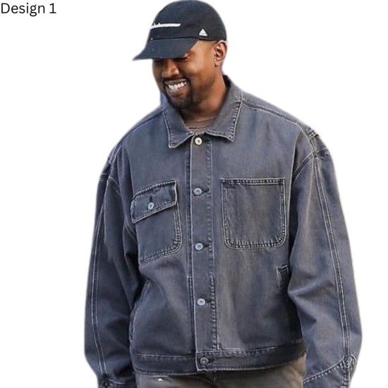 Kanye West Denim Blue/Black Jacket