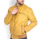 Quilted Shoulder Yellow Leather Jacket For Men