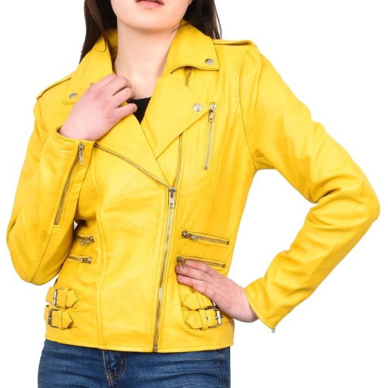 Women’s Trendy Biker Genuine Leather Jacket