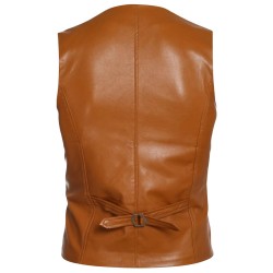 Unisex Brown Leather Sleeveless Vest Unisex Brown Leather Sleeveless Vest
