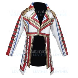 WWE Cody Rhodes Military White Leather Coat WWE Cody Rhodes Military White Leather Coat