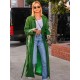 Hailey Bieber Street Style Green Leather Coat