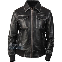 Mens Black Leather Aviator Jacket Mens Black Leather Aviator Jacket