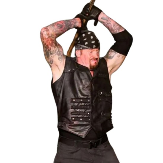 The Undertaker Boneyard Match Black Leather Vest