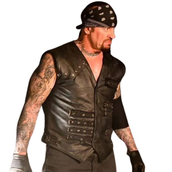 The Undertaker Boneyard Match Black Leather Vest