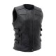 Women's Biker Black Leather Vest