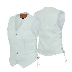 Womens Motorcycle White Leather Vest  Womens Motorcycle White Leather Vest