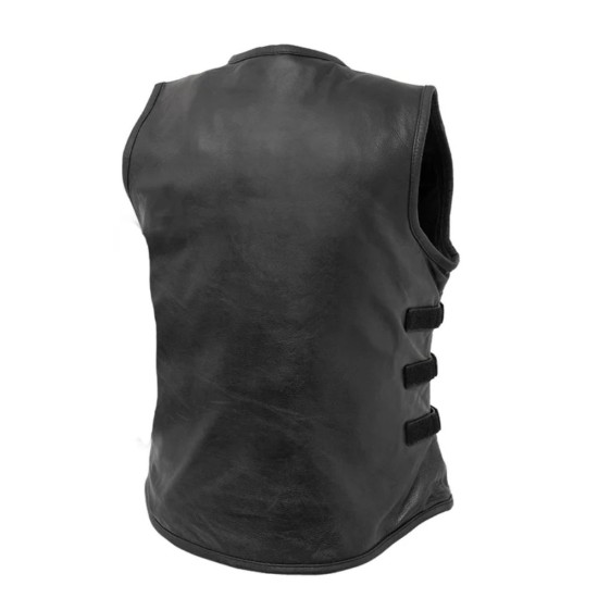 Women's Biker Black Leather Vest