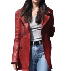 Madame Web Dakota Johnson (Cassandra Webb) Maroon Leather Coat Madame Web Dakota Johnson (Cassandra Webb) Maroon Leather Coat