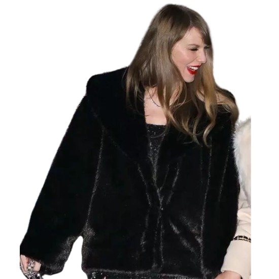 Taylor Swift 34th Birthday Black Fur Jacket