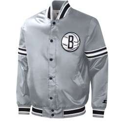 Brooklyn Nets Gray Varsity Jacket Brooklyn Nets Gray Varsity Jacket