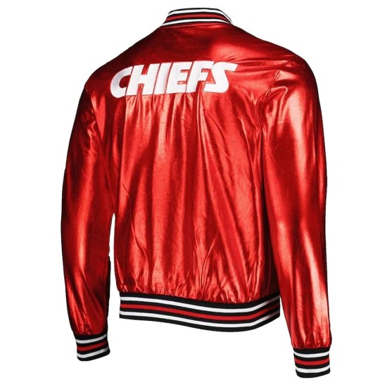 Kansas City Chiefs Red Metallic Leather Jacket