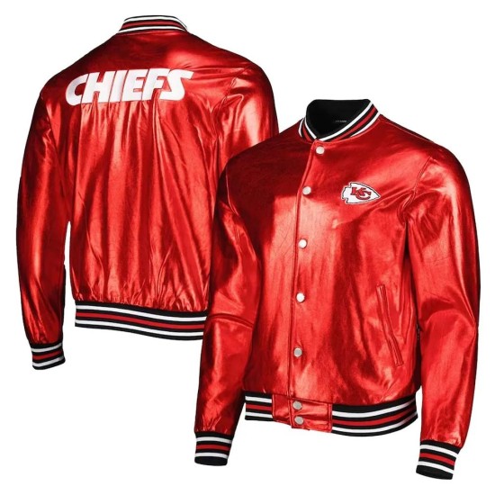 Kansas City Chiefs Red Metallic Leather Jacket