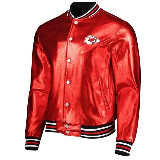 Kansas City Chiefs Red Metallic Leather Jacket