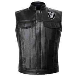 Las Vegas Black Raiders Leather Vest