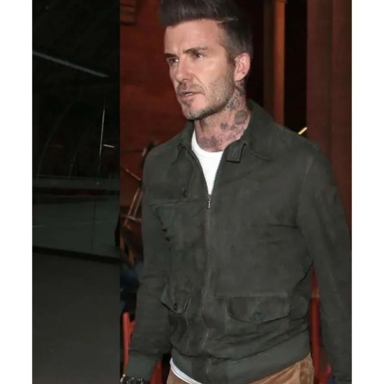 David Beckham Green Suede Leather Jacket