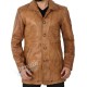 Men's Brown Leather Car Coat