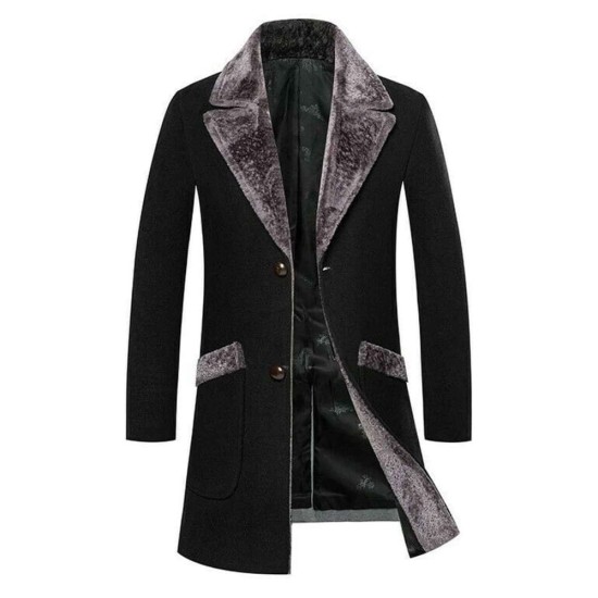 Men's Slim Fit Wool Trench Coat