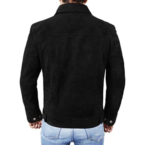 Men's Western Goat Suede Leather Trucker Jacket