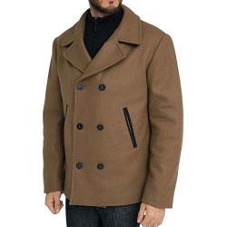 Men's 6 Button Brown Reefer Wool Jacket Men's 6 Button Brown Reefer Wool Jacket