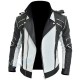 Men's Black and white Biker leather Jacket