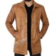 Men's Brown Leather Car Coat