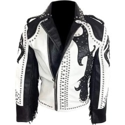 Men's Tribal Rock Punk Gothic Rivet Studded Biker Leather Jacket Men's Tribal Rock Punk Gothic Rivet Studded Biker Leather Jacket