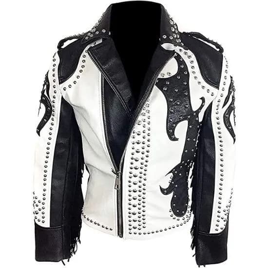 Men's Tribal Rock Punk Gothic Rivet Studded Biker Leather Jacket