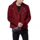 men's zipper cuffs suede red jacket