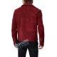 men's zipper cuffs suede red jacket