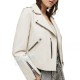 White Biker Leather Jacket For Women