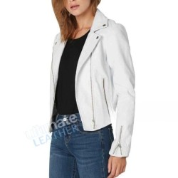 Women's White Leather Jacket Women's White Leather Jacket