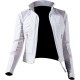 Women's Diamond Quilted Lace-Up White Biker Jacket