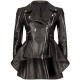 Women's Black Peplum Biker Leather Jacket