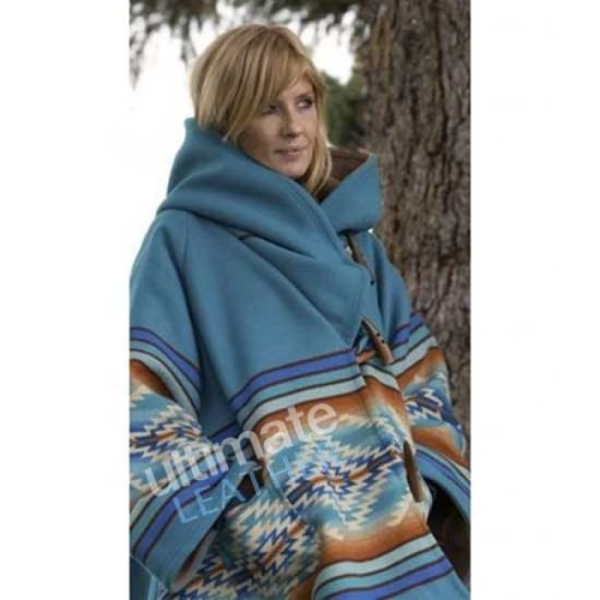 Yellowstone Beth Dutton (Kelly Reilly) Blue Wool Coat