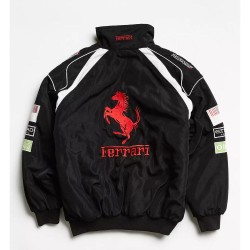 F1 Ferrari Black Bomber Jacket F1 Ferrari Black Bomber Jacket
