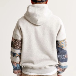 Abercrombie Patchwork Pullover White Hoodie Abercrombie Patchwork Pullover White Hoodie