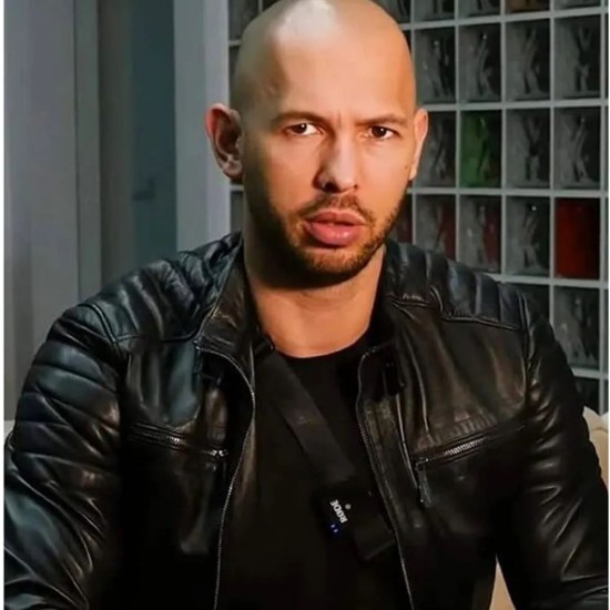 Andrew Tate Black Leather Biker Jacket Andrew Tate Black Leather Biker Jacket