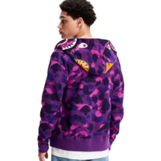 Purple Camo Shark BAPE Hoodie Purple Camo Shark BAPE Hoodie