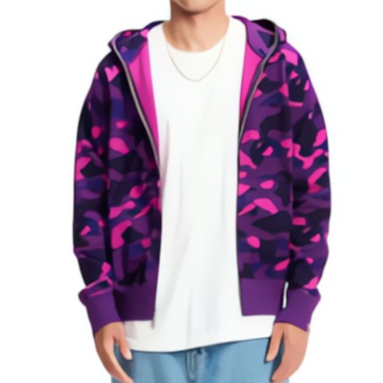 Purple Camo Shark BAPE Hoodie Purple Camo Shark BAPE Hoodie