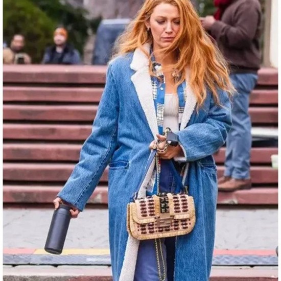 It Ends With Us 2024 Blake Lively (Lily Bloom) Blue Denim Coat