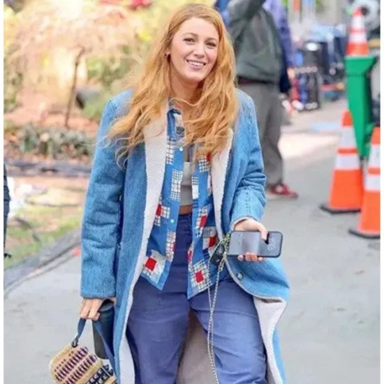 It Ends With Us 2024 Blake Lively (Lily Bloom) Blue Denim Coat