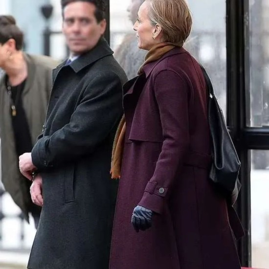 Slow Horses S03 Kristin Scott Thomas (Diana Taverner) Maroon Coat