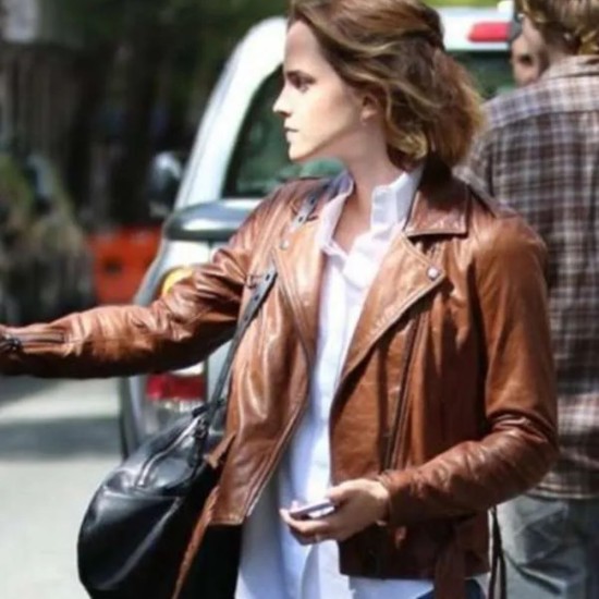 Emma Watson Brown Leather Jacket Emma Watson Brown Leather Jacket