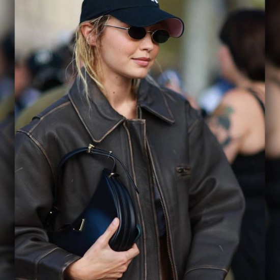 Gigi Hadid Brown Leather Jacket