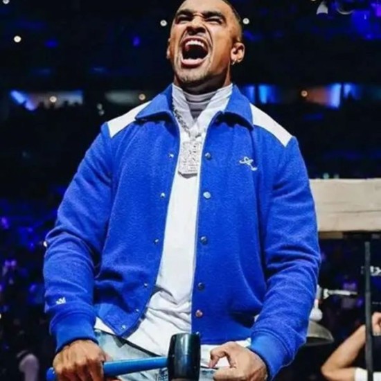 Jalen Hurts Amiri Blue Varsity Jacket