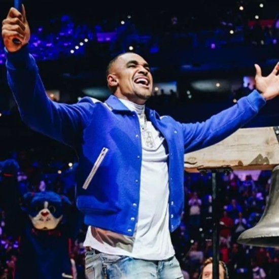 Jalen Hurts Amiri Blue Varsity Jacket