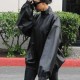 Kim Kardashian 2024 Black Leather Jacket