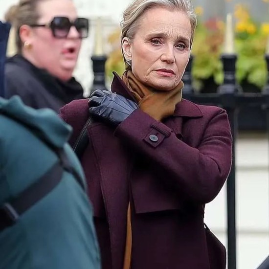 Slow Horses S03 Kristin Scott Thomas (Diana Taverner) Maroon Coat